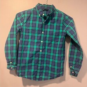 Janie and Jack Green and Blue Plaid Button Down Shirt